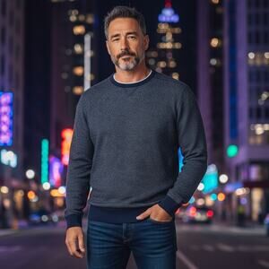 Tommy Bahama Men’s XL Navy Cotton Crewneck Sweatshirt Textured Knit Casual